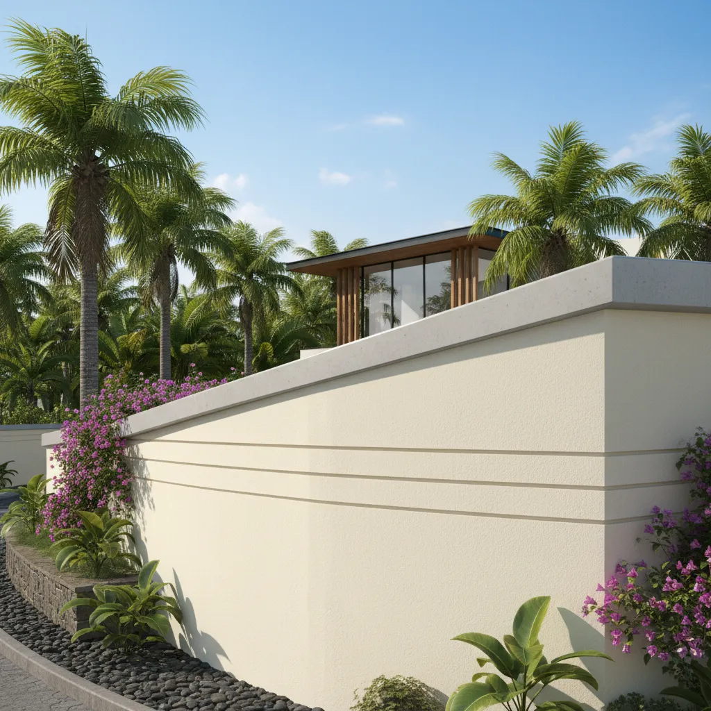 Compound wall with anti climb smooth finish and angled top