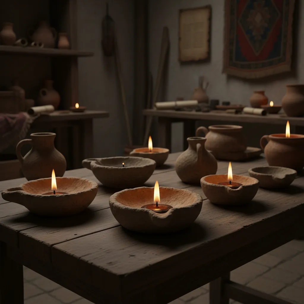 Antiguas lámparas de aceite utilizadas en interiores históricos