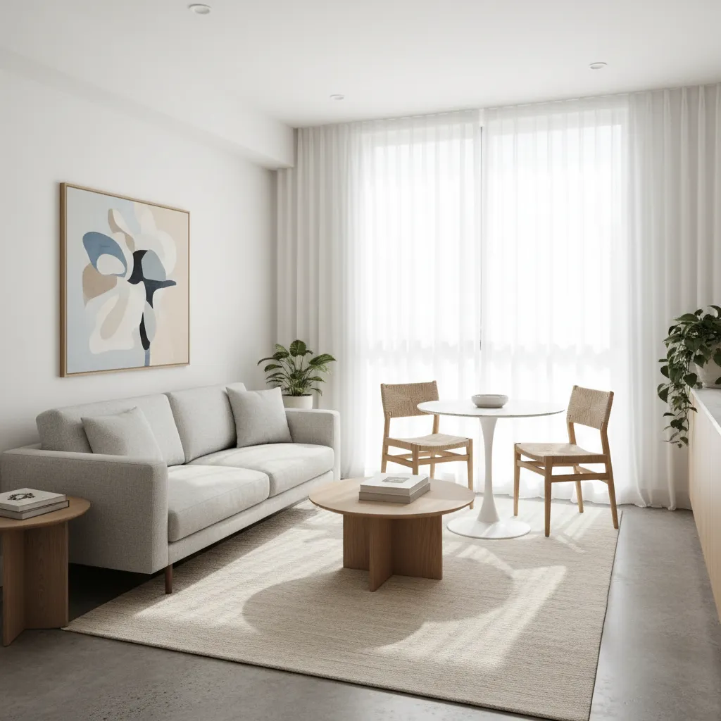 Apartamento pequeño decorado con estilo moderno y minimalista