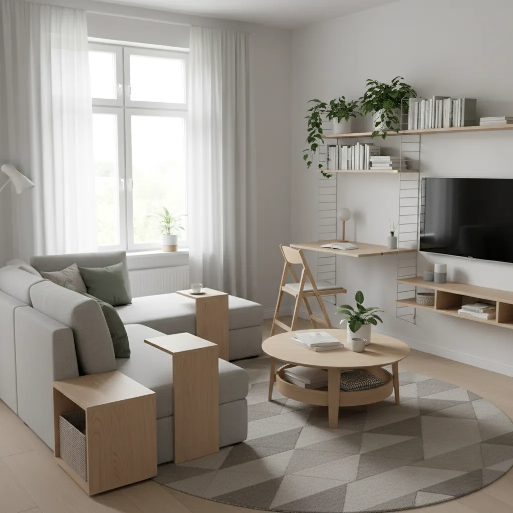 Apartamento pequeño con muebles multifuncionales y diseño eficiente