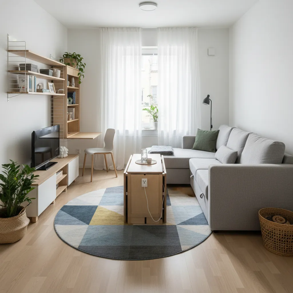 Apartamento pequeño con mobiliario multifuncional y distribución eficiente