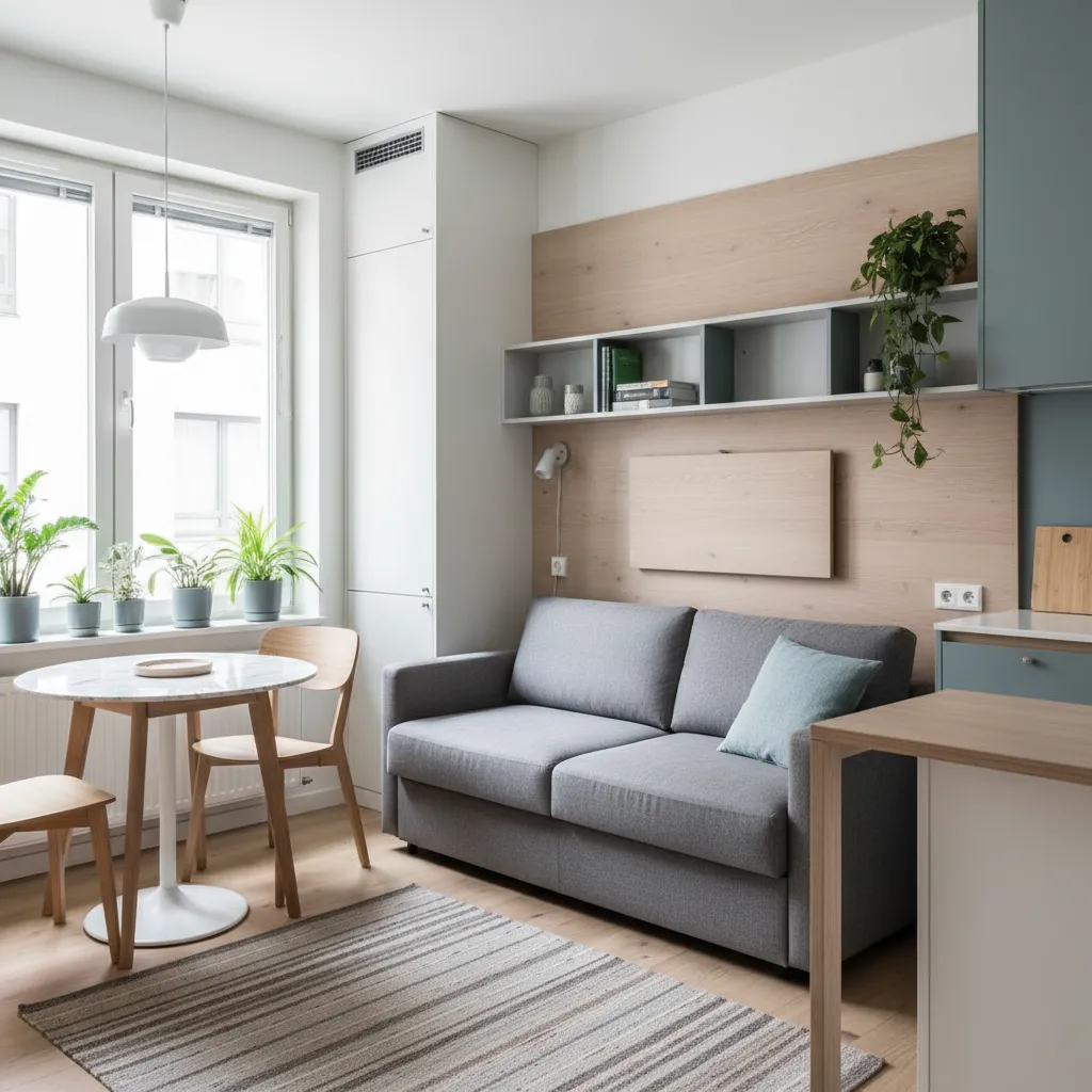 Apartamento pequeño con diseño inteligente y muebles multifuncionales