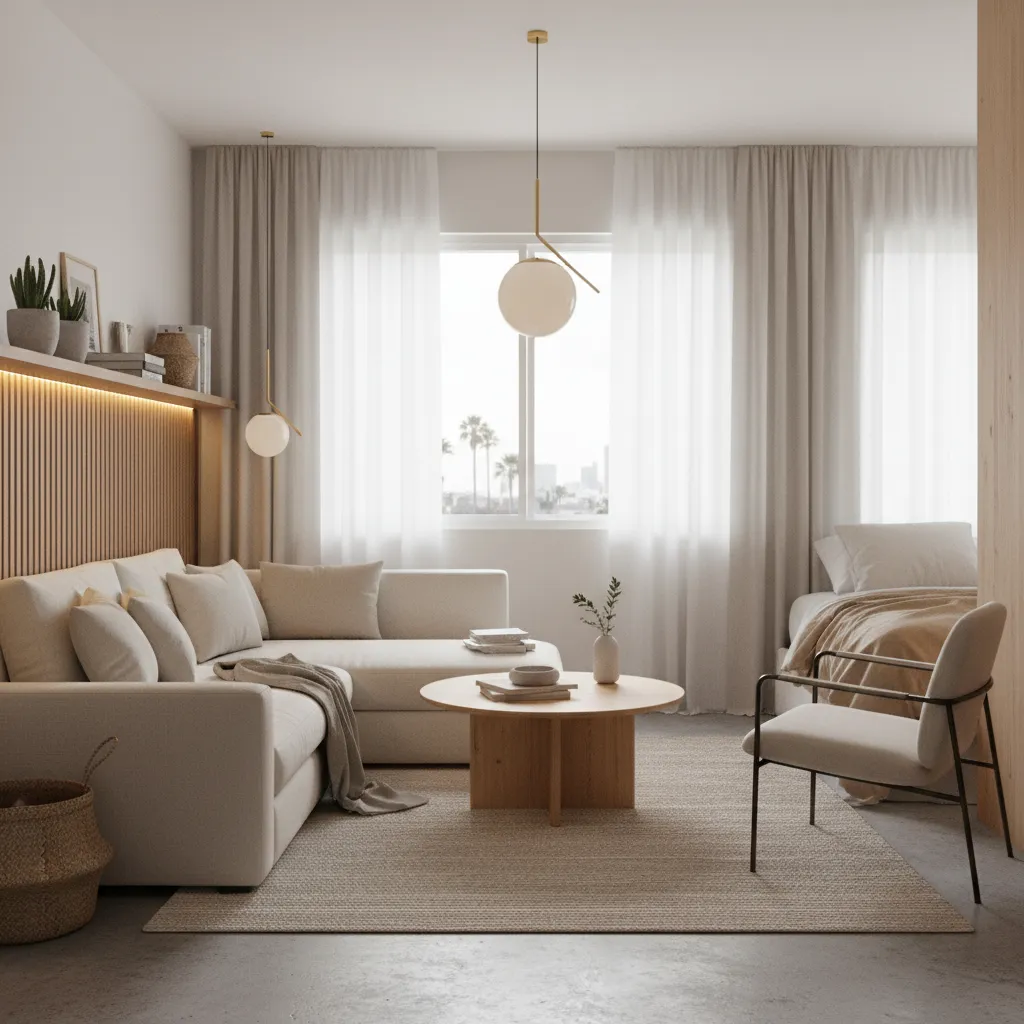 Apartamento pequeño decorado con estilo californiano