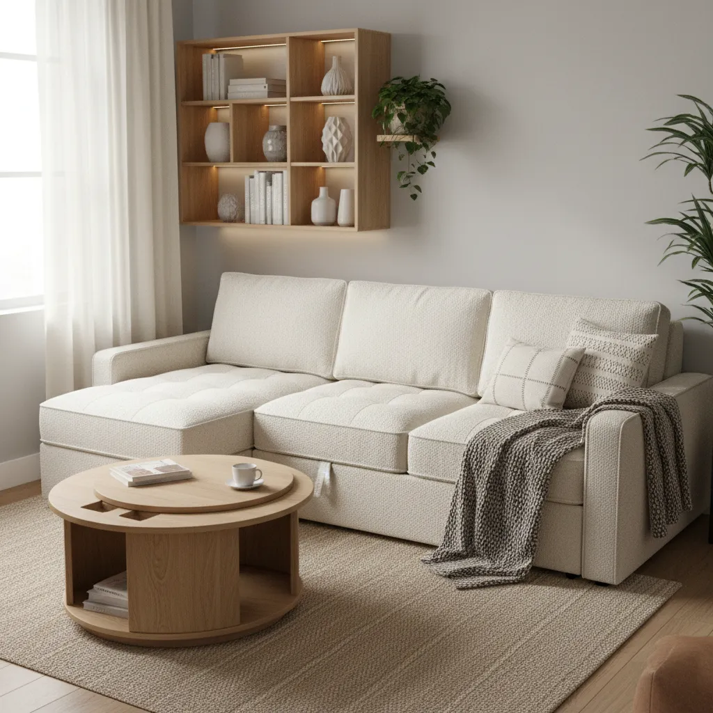 Apartamento pequeño con estilo casual y muebles funcionales