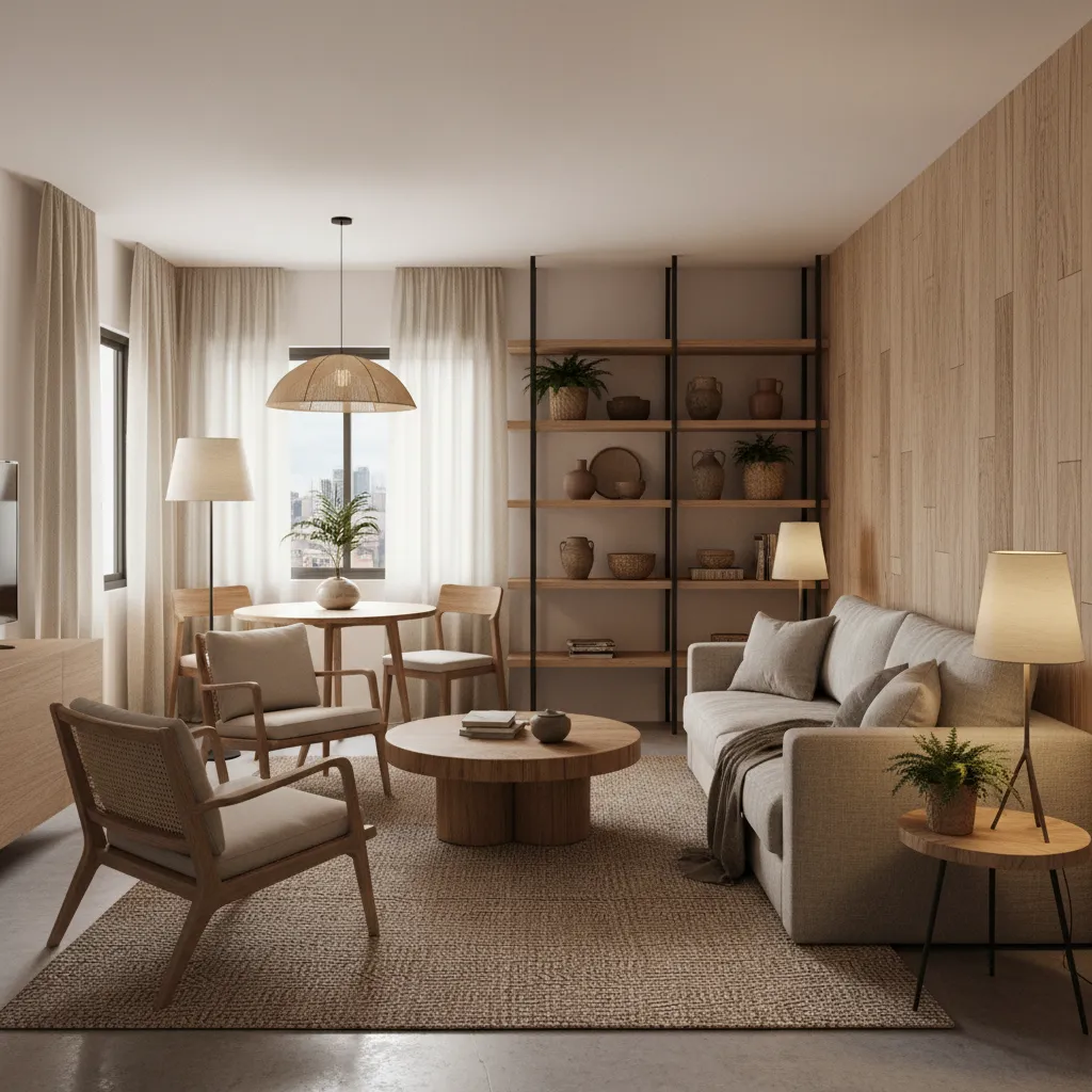 Apartamento pequeño con diseño interior inspirado en estilo colombiano