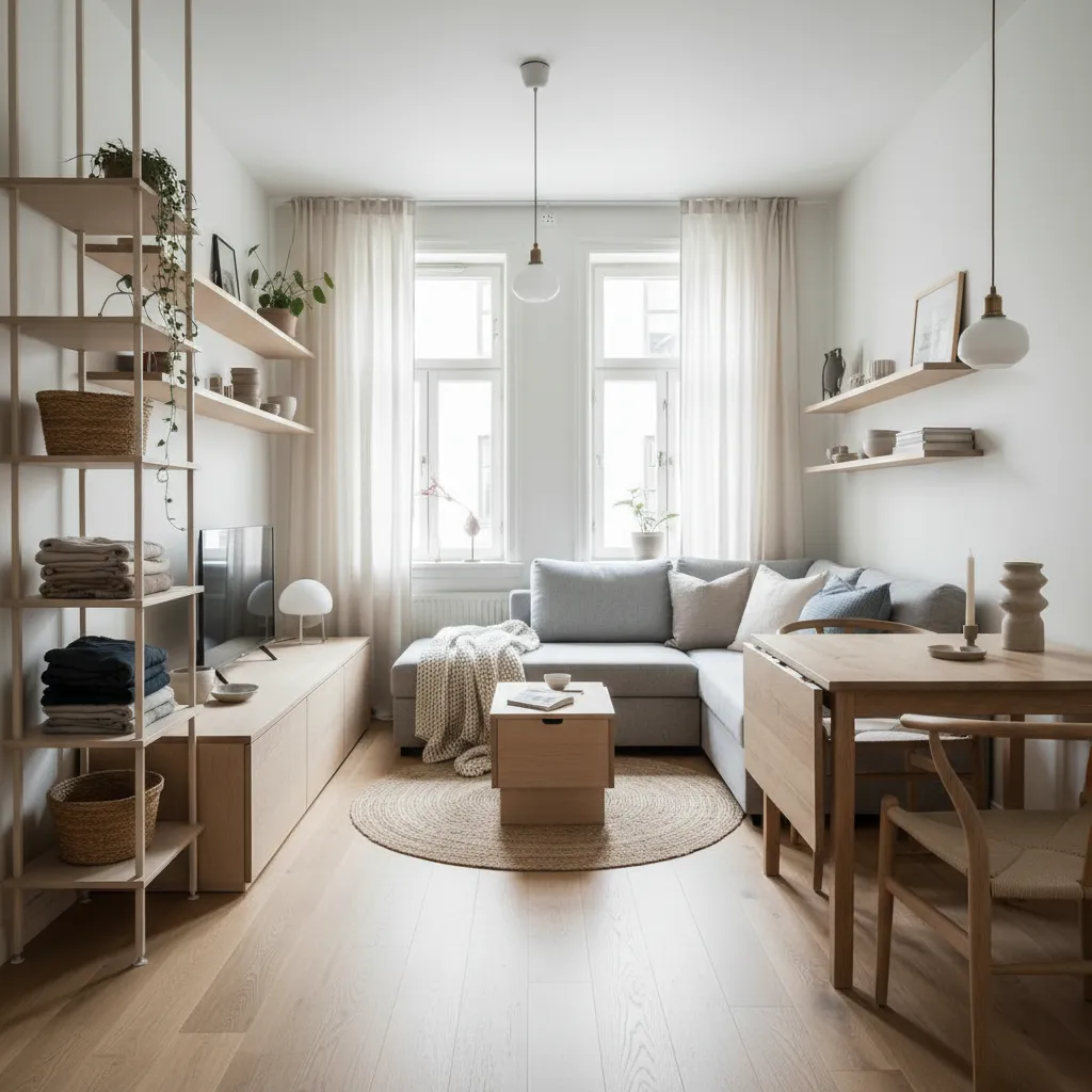 Pequeño apartamento con diseño nórdico funcional