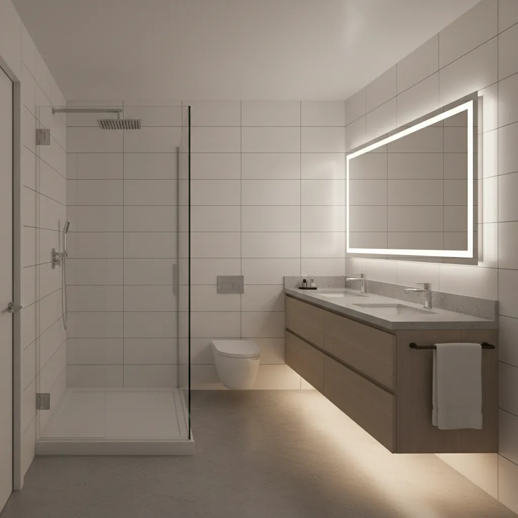 efficient apartment bathroom layout measuring 6 x 10 feet