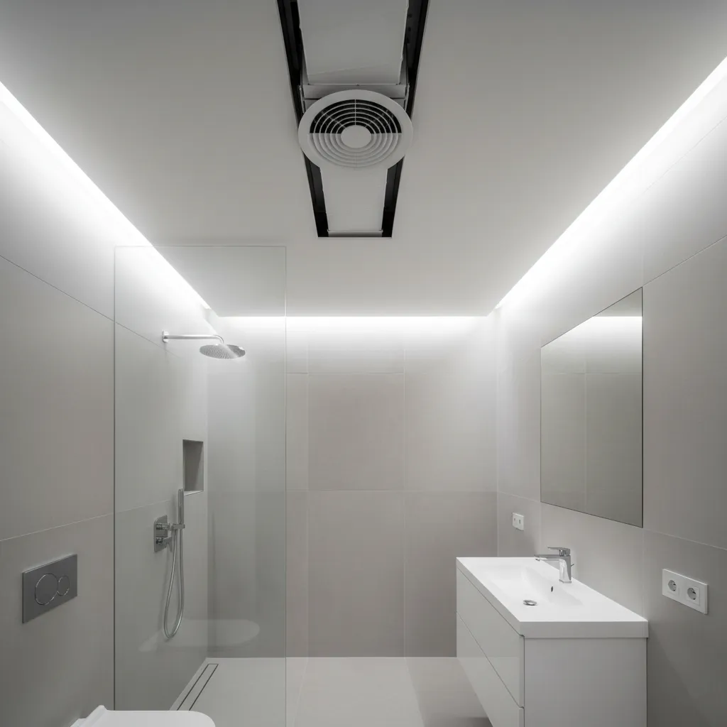 apartment bathroom ventilation grille connected to shared ventilation system