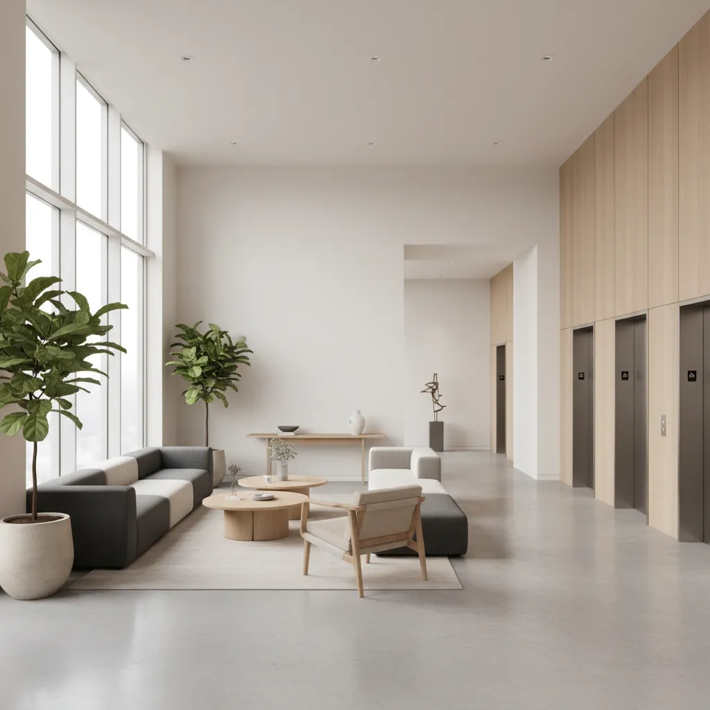 shared apartment lounge and corridor connecting common facilities