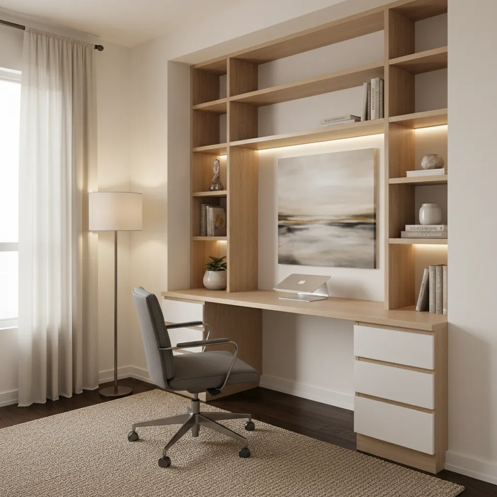 apartment den converted into modern home office workspace