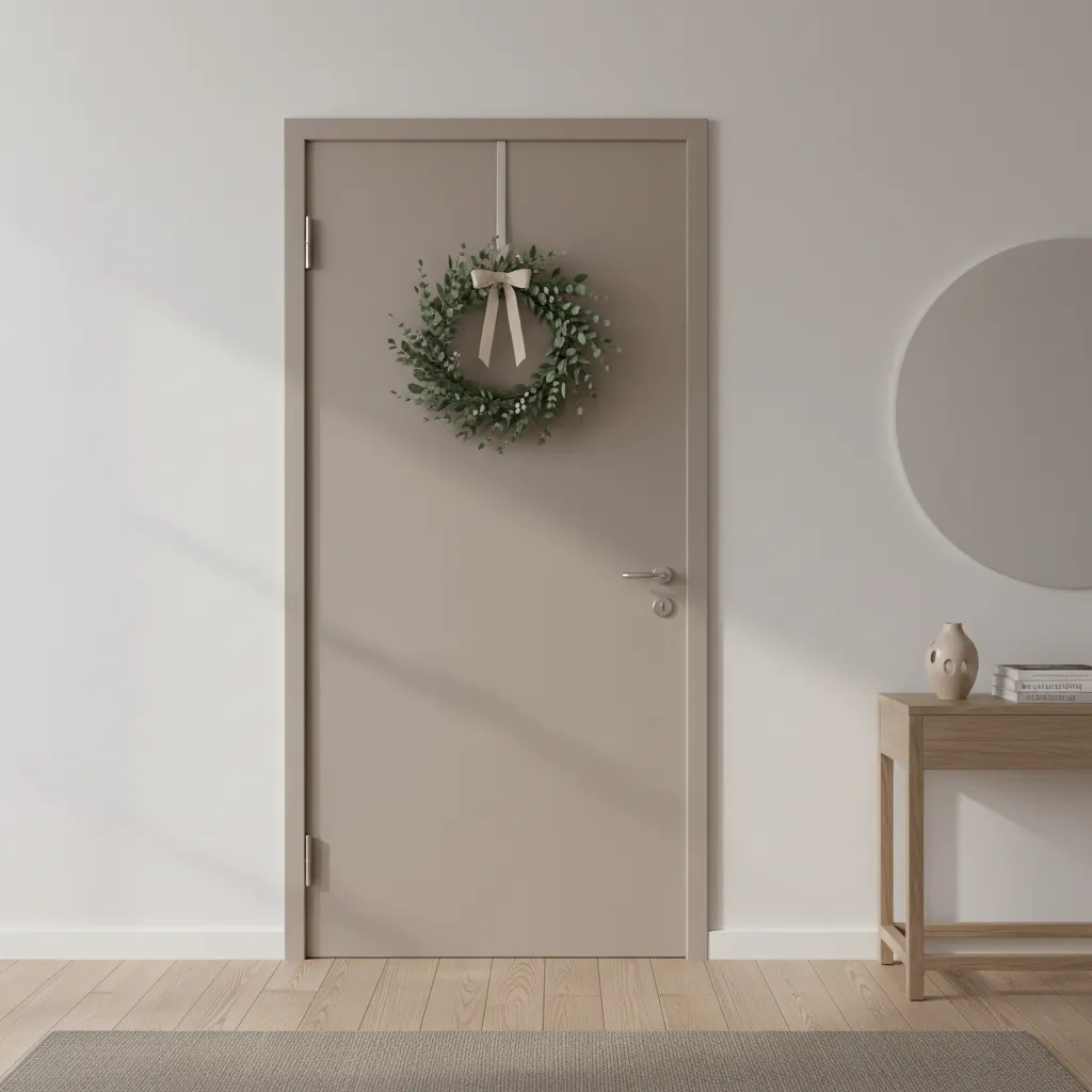 Apartment entry door with removable wreath decoration