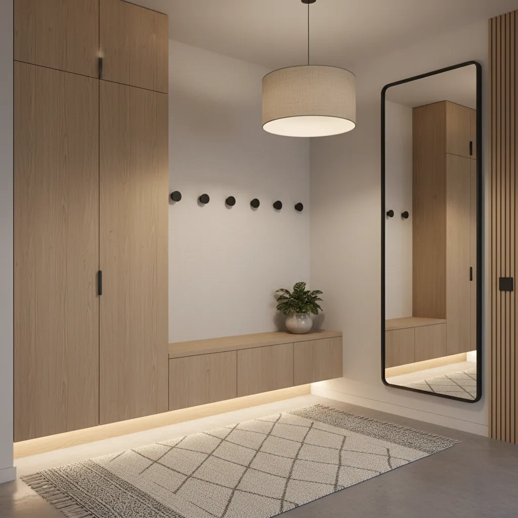 Apartment entryway with smart storage and transition space