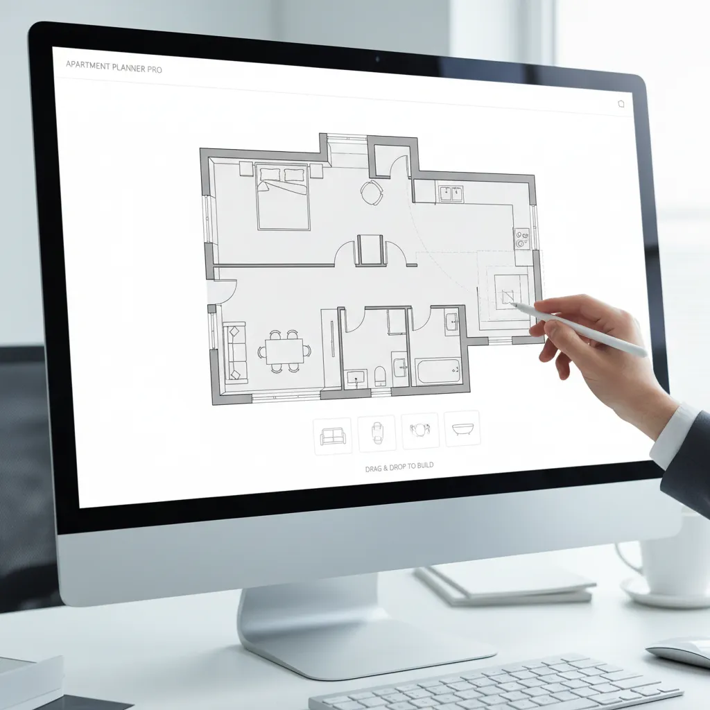 User creating an apartment layout with drag and drop floor plan software
