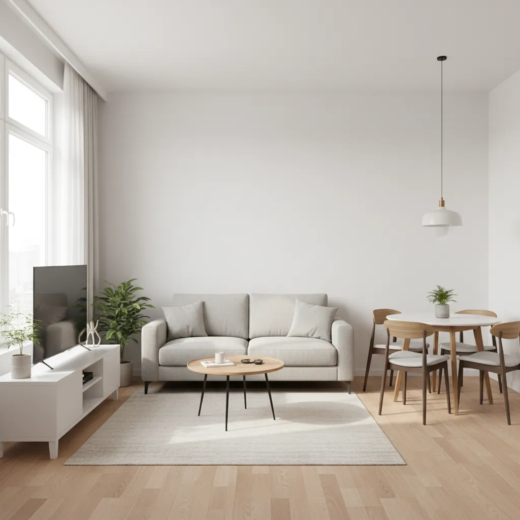 Living room layout showing bundled apartment furniture arrangement