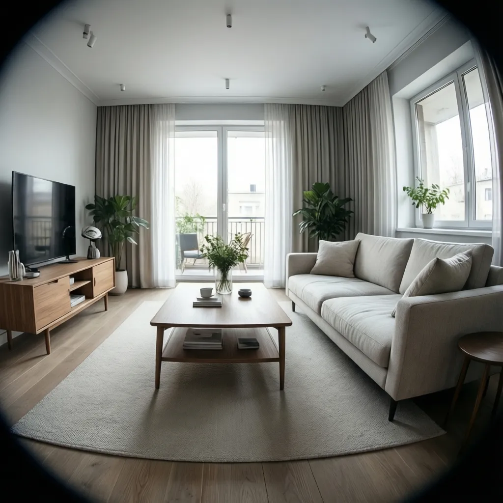 living room furniture with slim legs and light visual weight in apartment