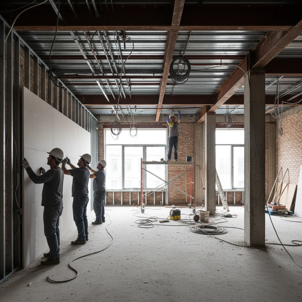 Vivienda en plena reforma con tabiques abiertos