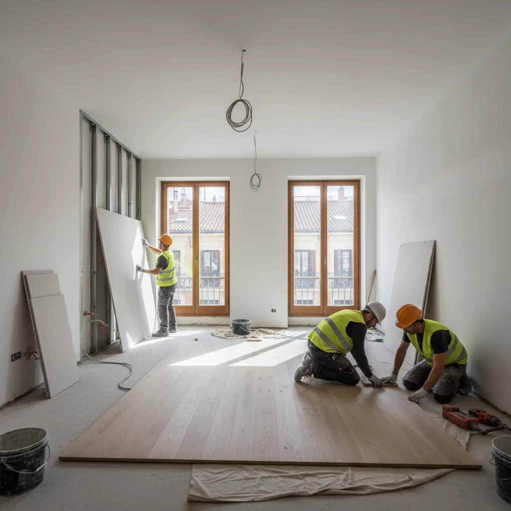 Reforma de apartamento en Madrid con obra en progreso