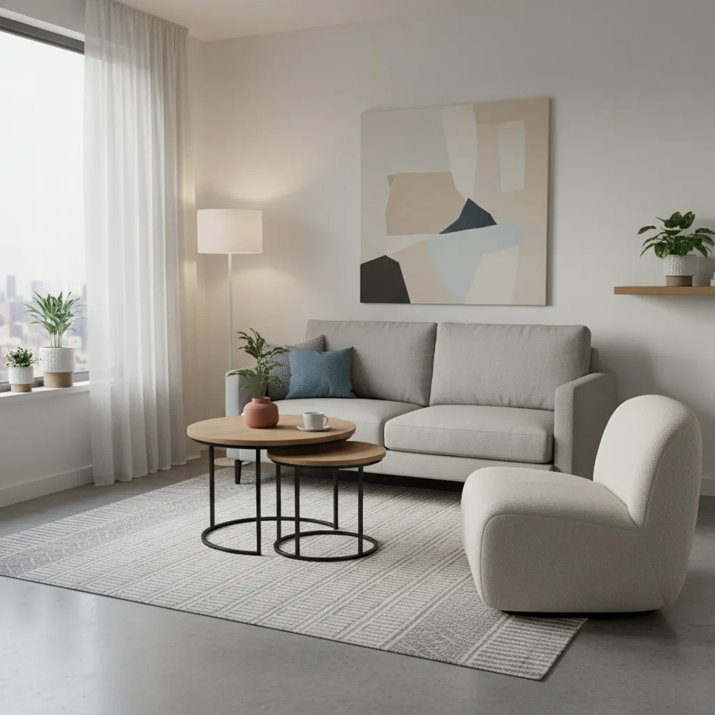 apartment scale sofa and compact furniture in a small living room