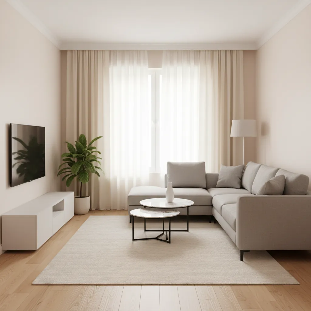Apartment size sofa paired with loveseat in a small living room