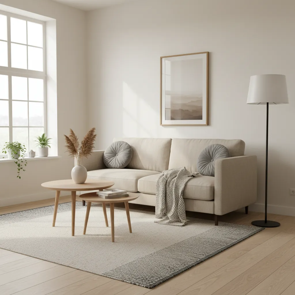 Apartment size sofa used in a small living room layout