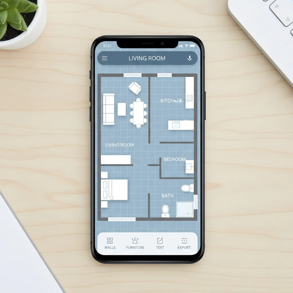 Contoh tampilan aplikasi desain denah rumah di ponsel