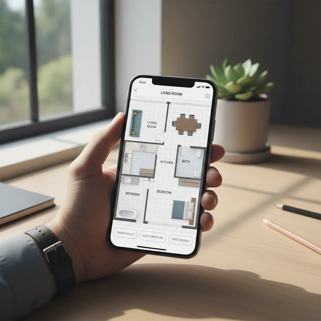 Plano digital de una casa diseñado en una aplicación móvil