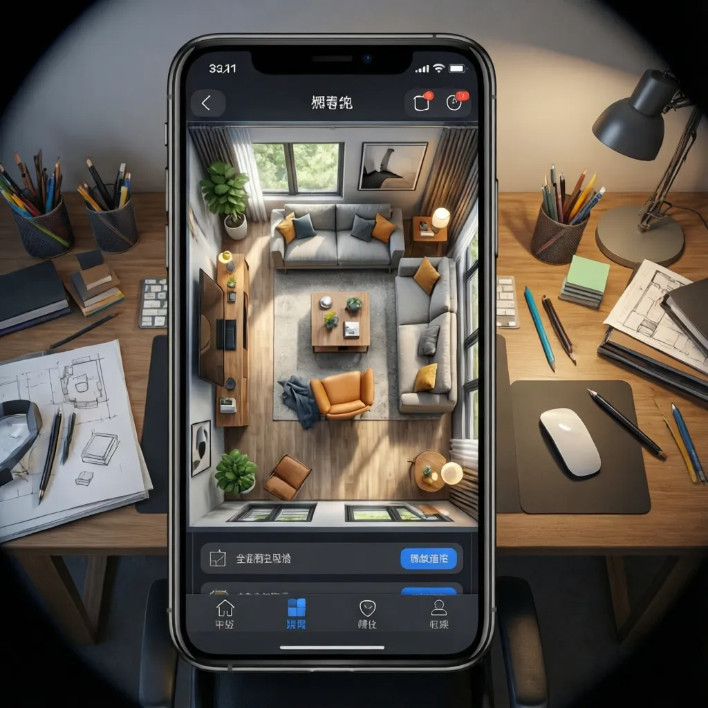 Plano digital de una habitación creado con una aplicación de diseño interior