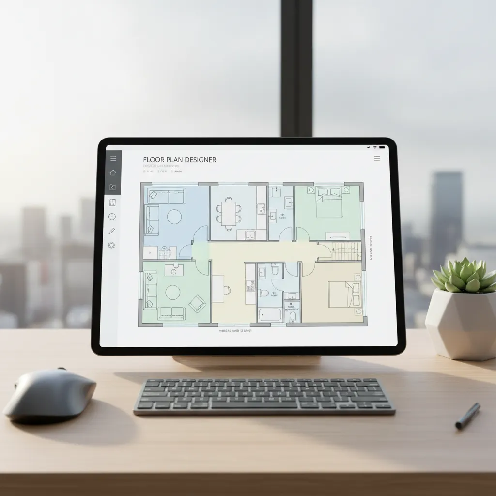 visualização de planta de casa em aplicativo de design de interiores