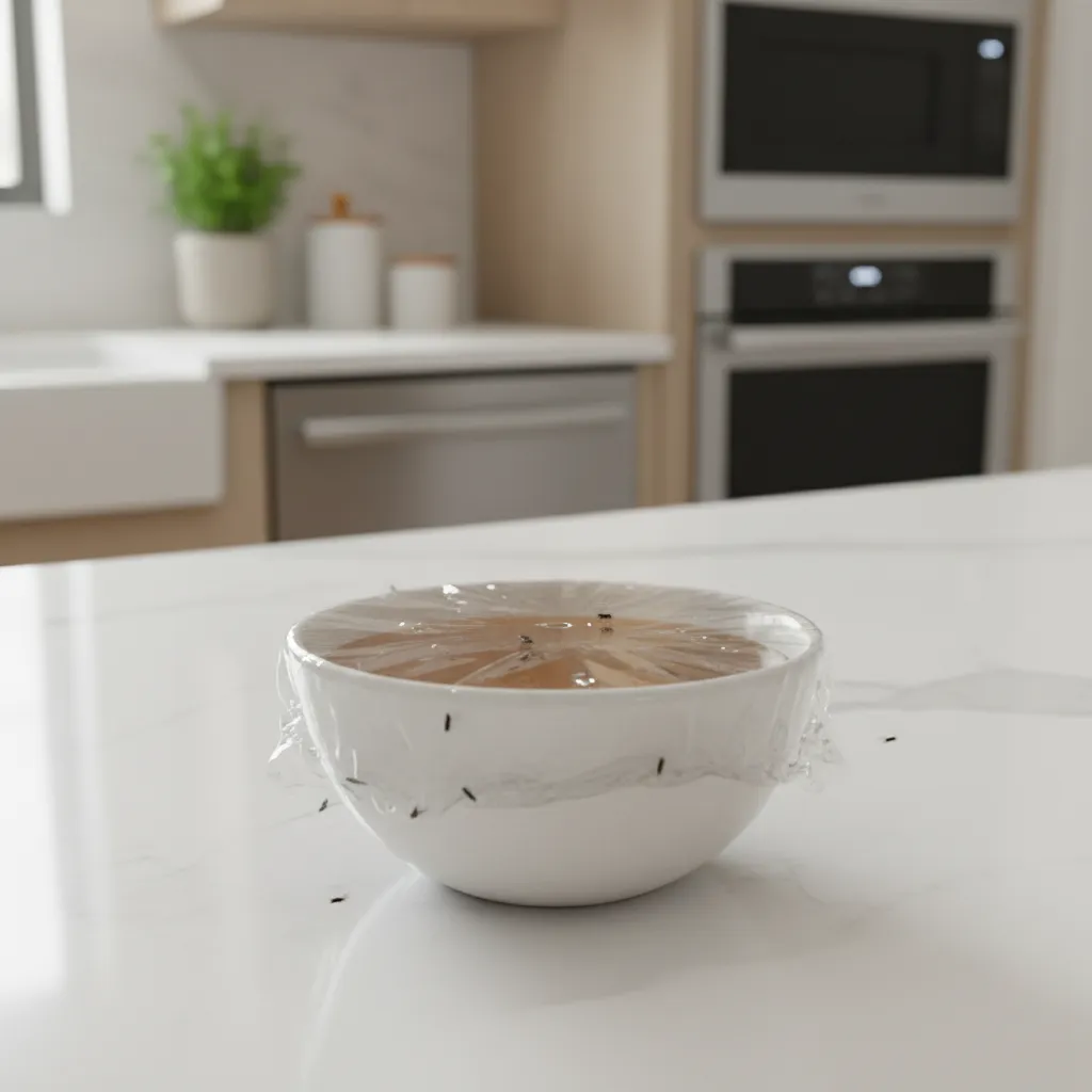 apple cider vinegar trap used to catch small kitchen flies