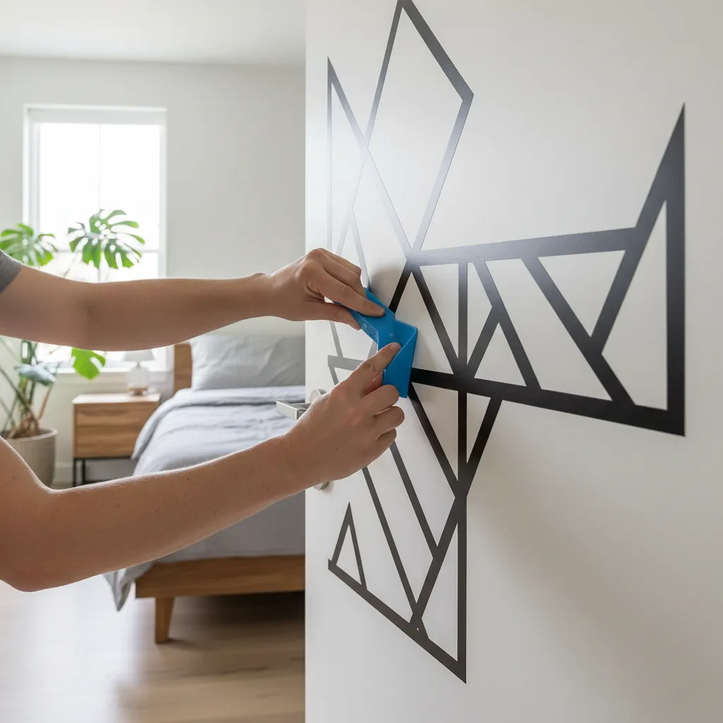applying vinyl wall decal sticker to bedroom door