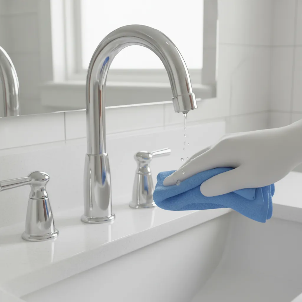 Applying protective coating to silver bathroom faucet