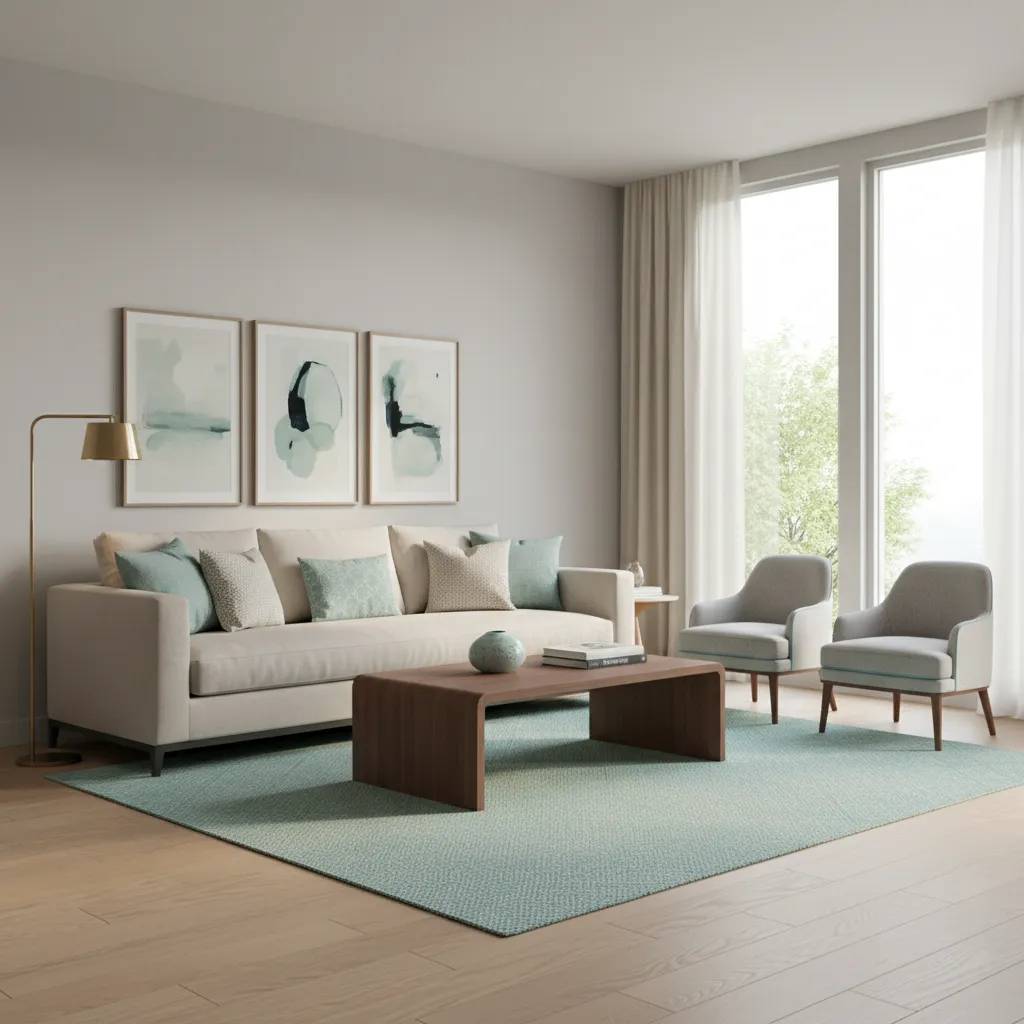 Best Furniture and Materials for an Aqua Gray Living Room