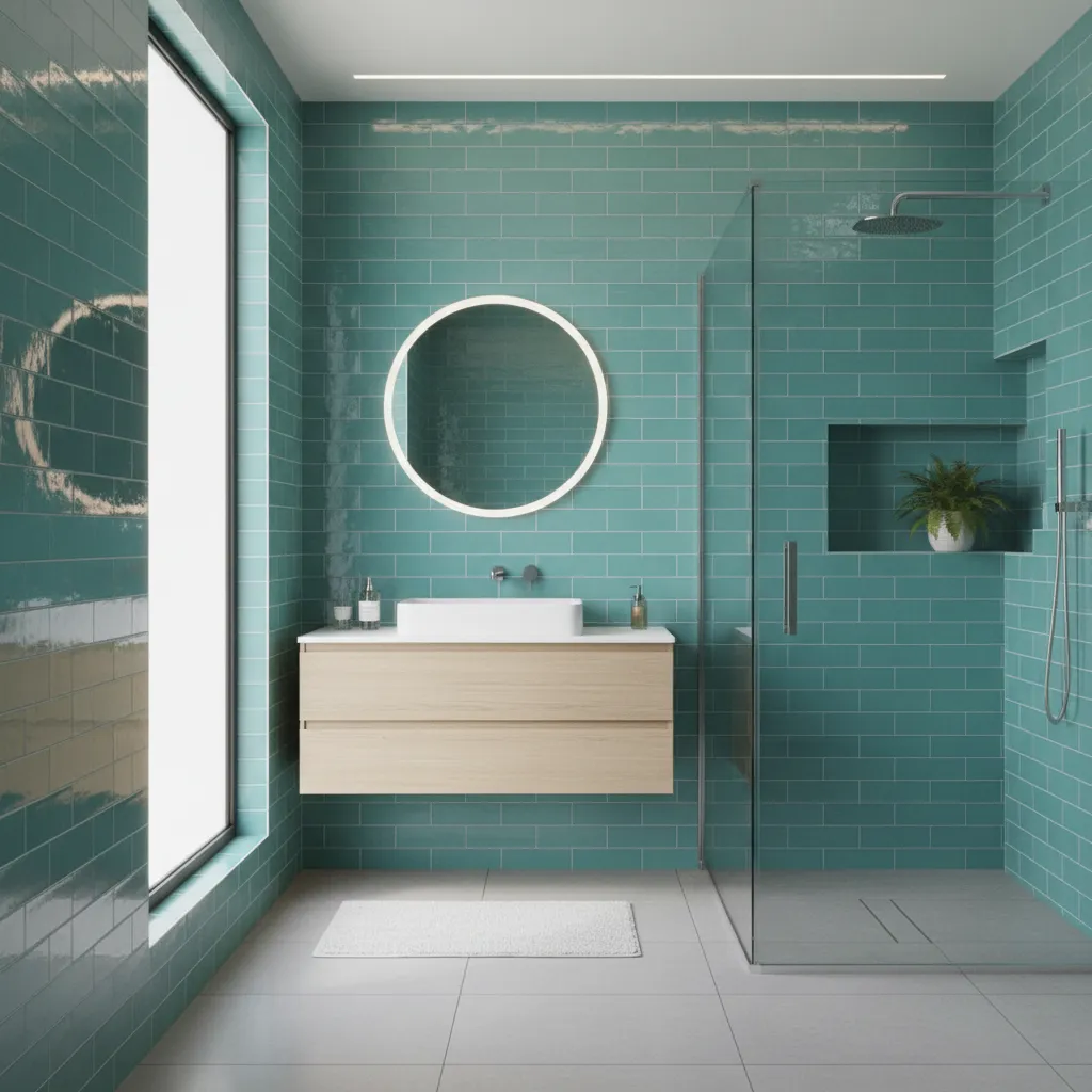 Aquamarine Tiles in Modern Bathroom Trends