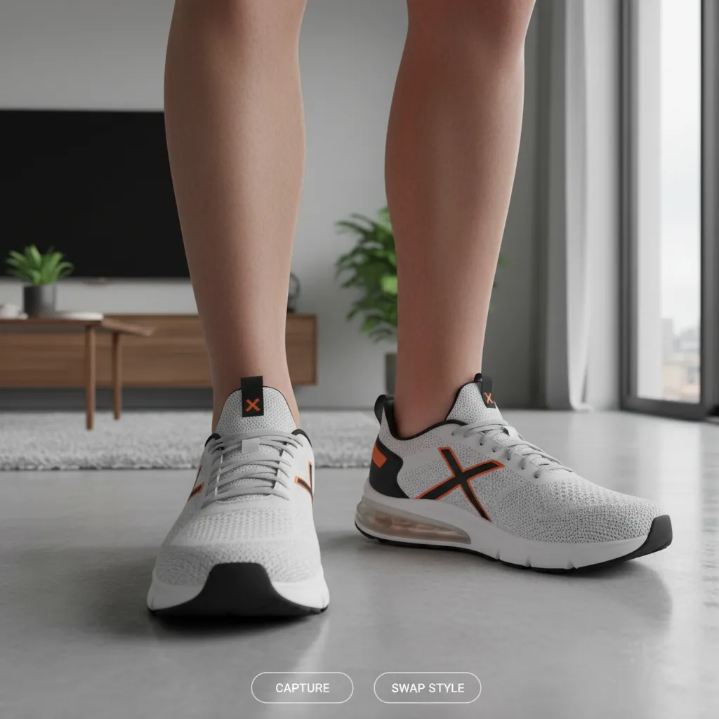 smartphone showing augmented reality sneaker try-on