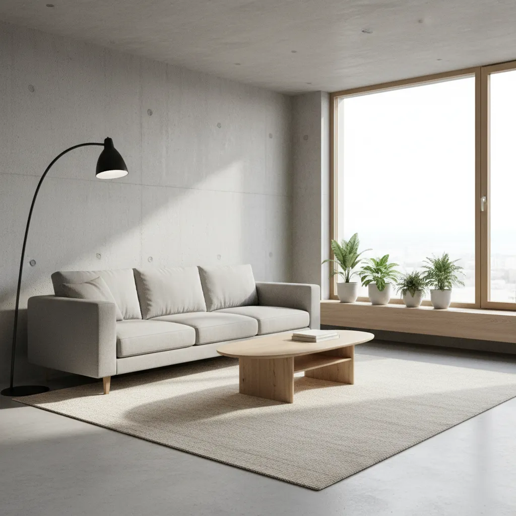 Interior living room rendered using architectural visualization software