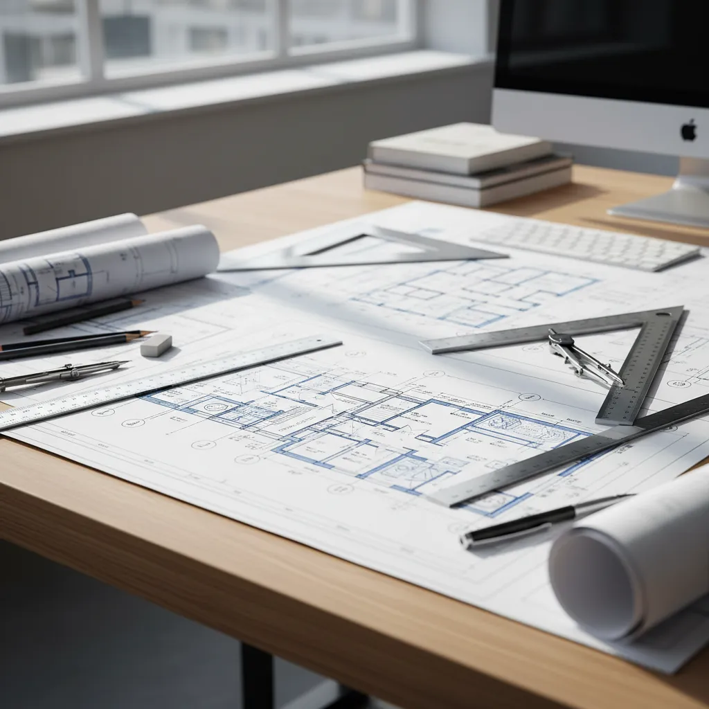 Detailed architectural construction drawings for a modern house