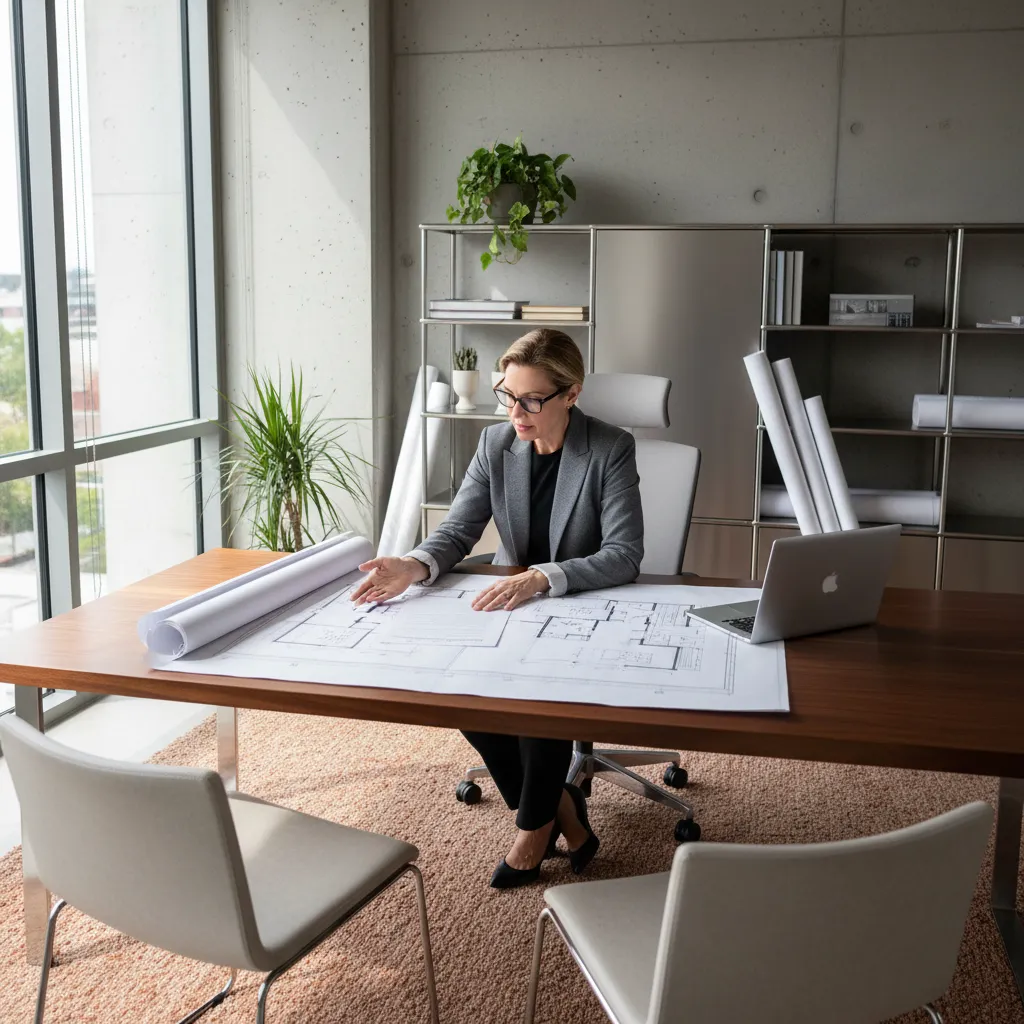 Kiến trúc sư xem hợp đồng thiết kế nhà cùng bản vẽ