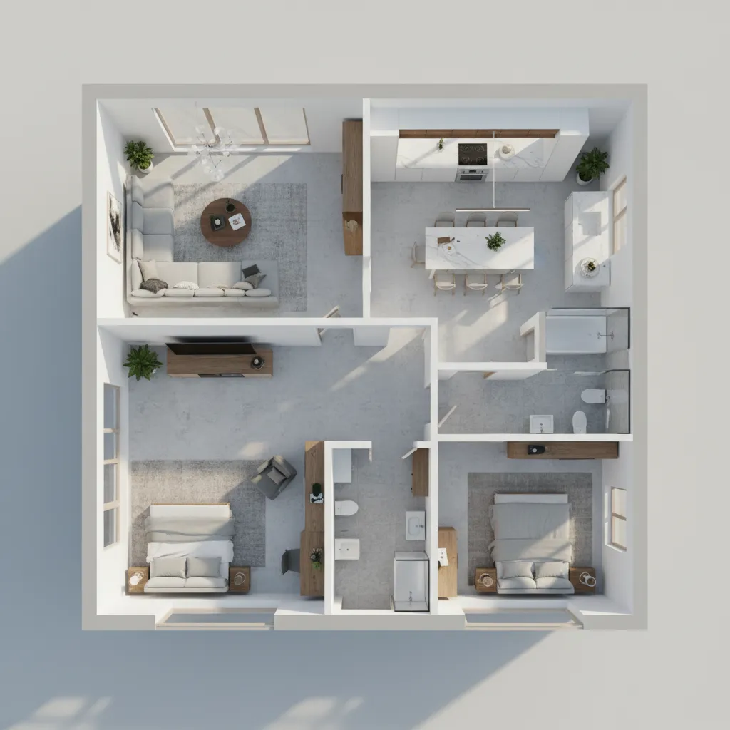 High quality 3D floor plan visualization prepared for client presentation