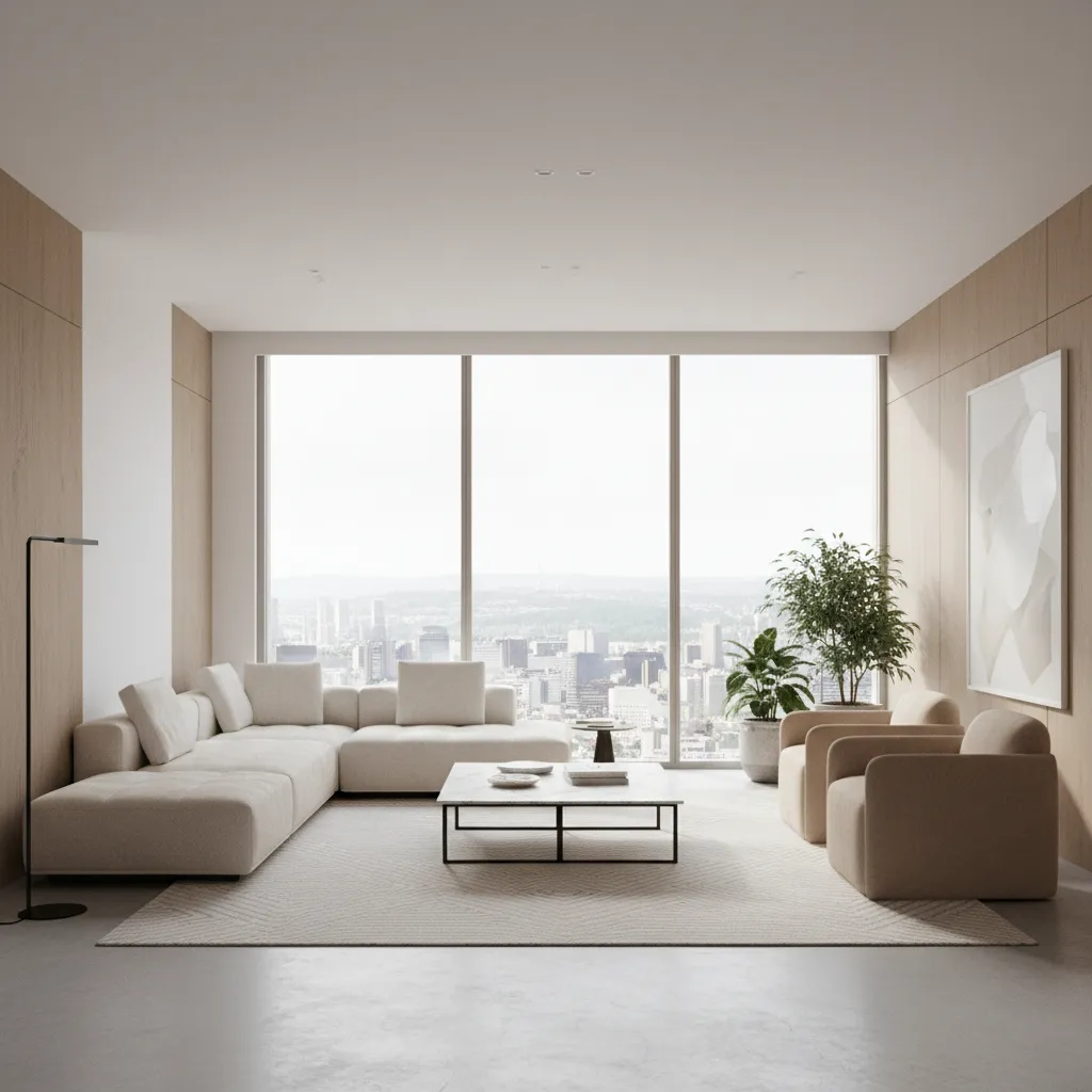 architectural 3D interior visualization of modern living room design