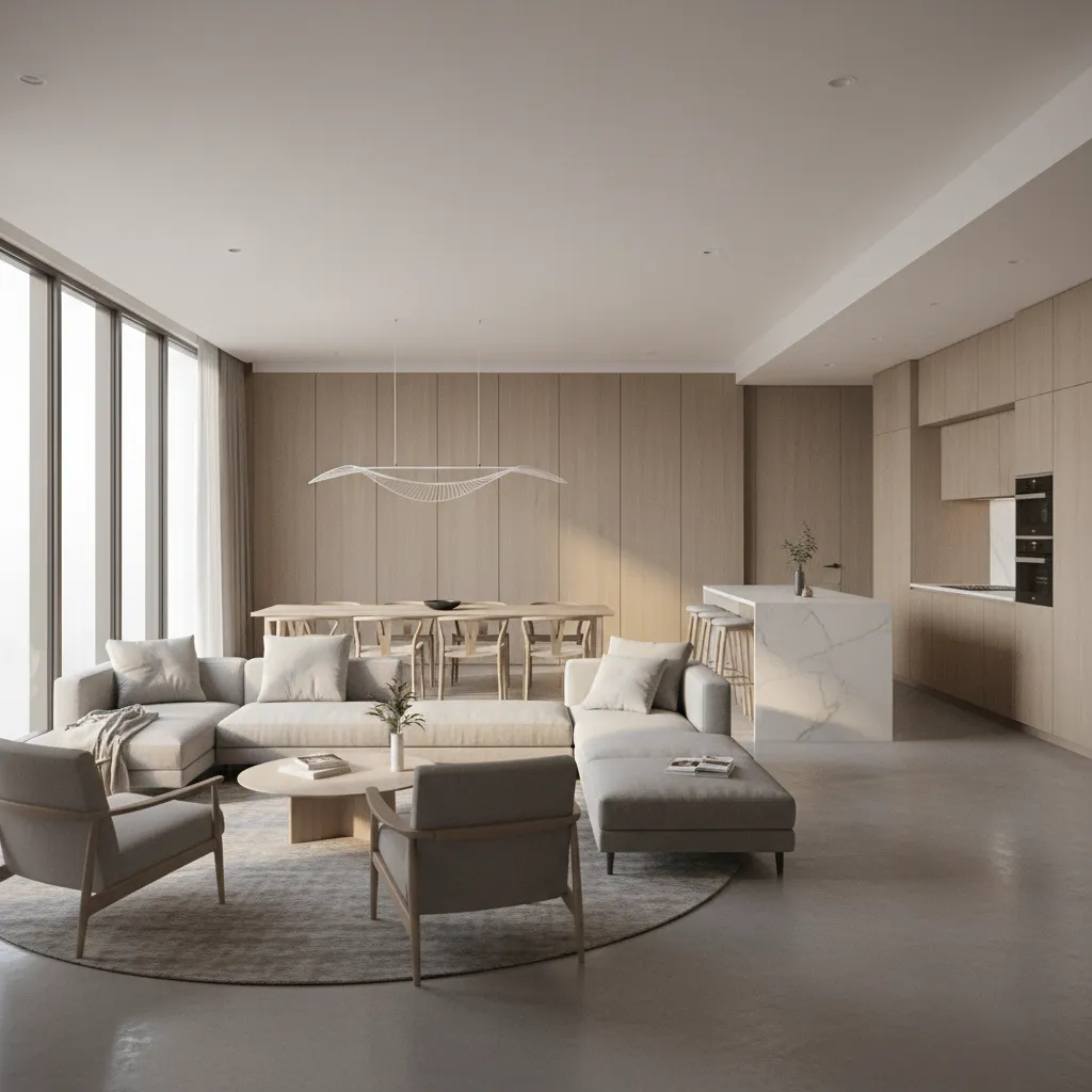 Interior 3D model of a modern apartment being reviewed for accuracy