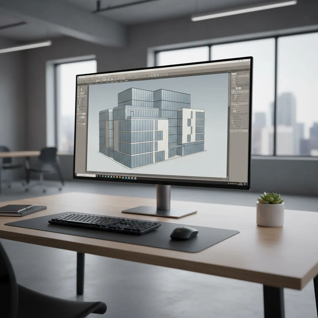3D architectural building model generated from CAD software