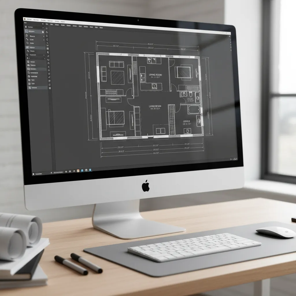 Detailed architectural floor plan layout displayed on computer screen