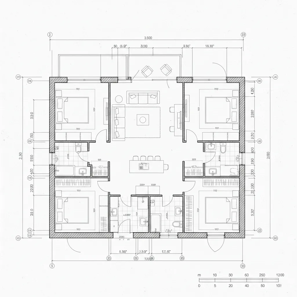 Architectural floor plan showing graphic scale bar and measurement references