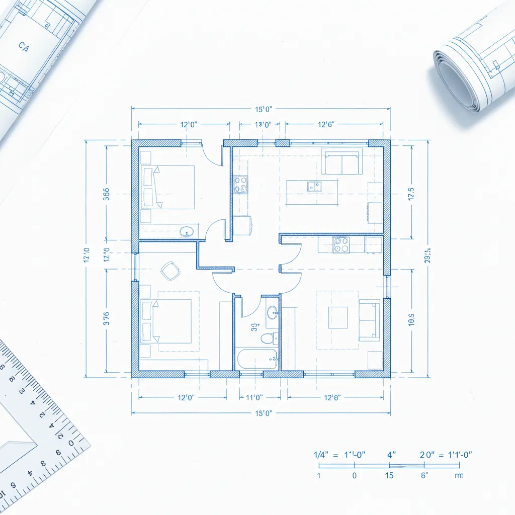 graphic scale bar on architectural floor plan drawing