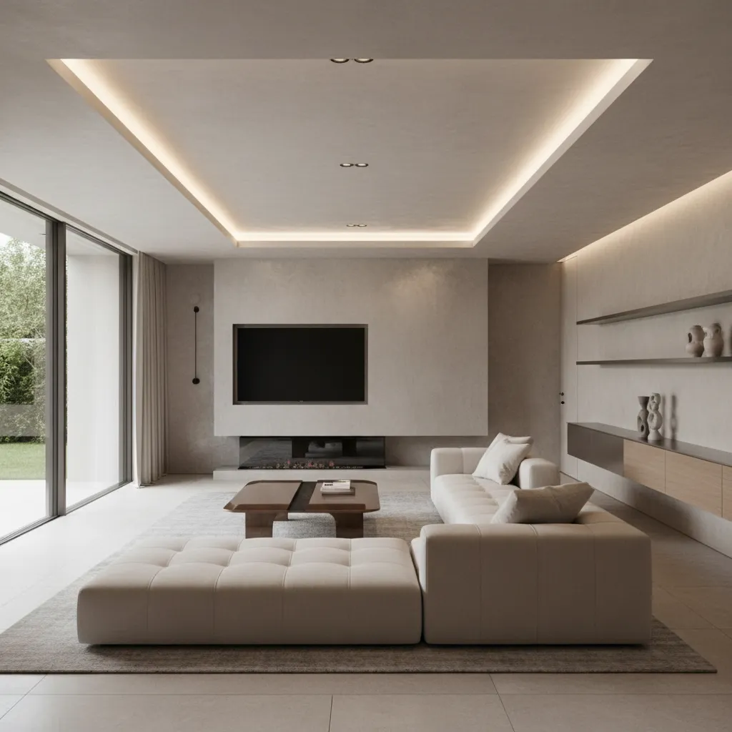 Interior moderno con iluminación indirecta arquitectónica