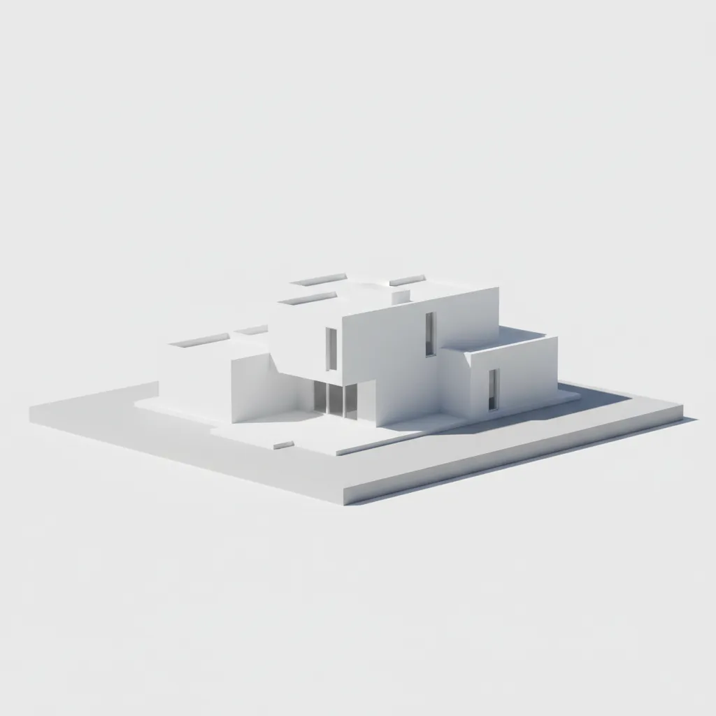 architectural 3D model of a modern house in early concept stage