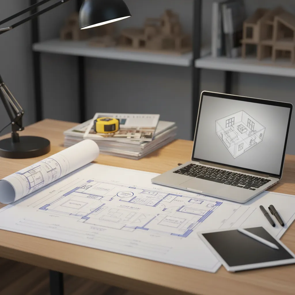 architectural remodeling floor plan with measurements used for renovation planning