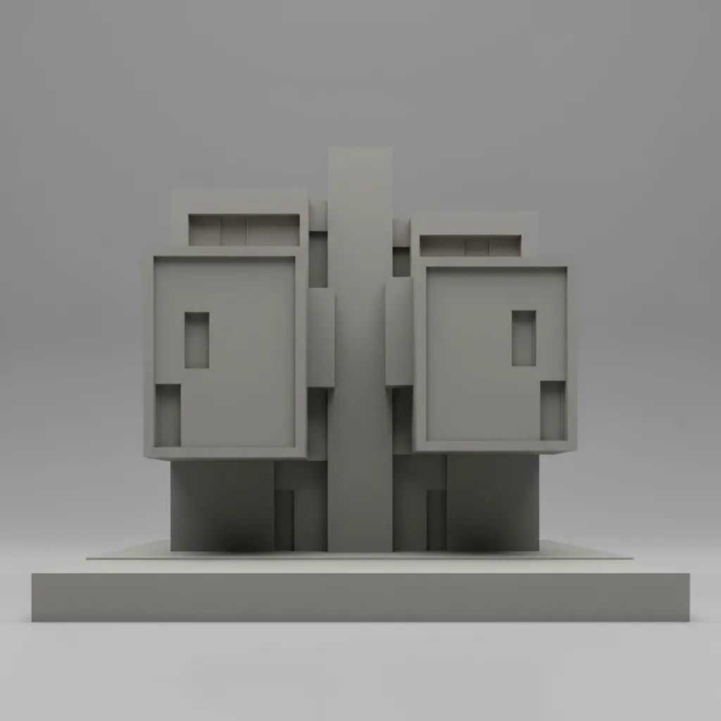 Clay render preview of architectural model used during visualization workflow
