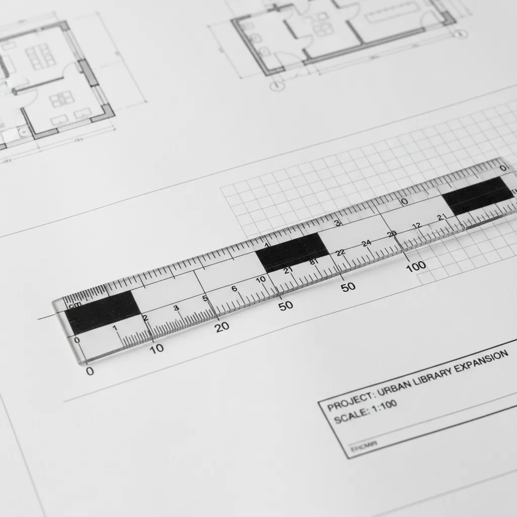 Graphic architectural scale bar used to measure distances on a floor plan
