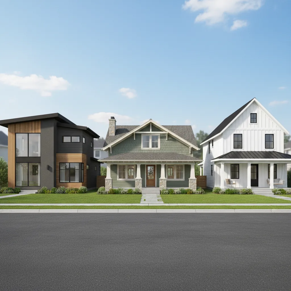 different house architectural styles paired with appropriate siding types